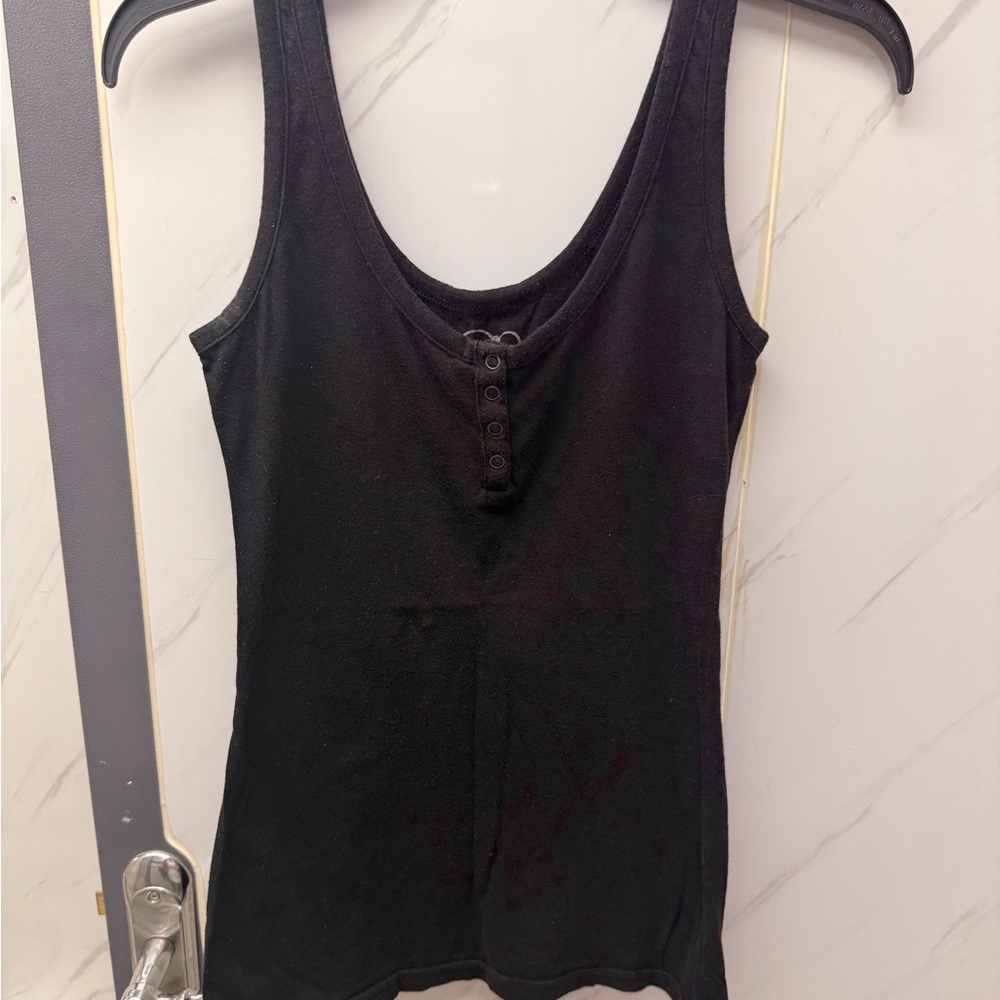 OP Black Button-Detail Tank Top